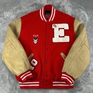 Holloway Green Bay East Varsity Jacket XL Red Wool Leather USA